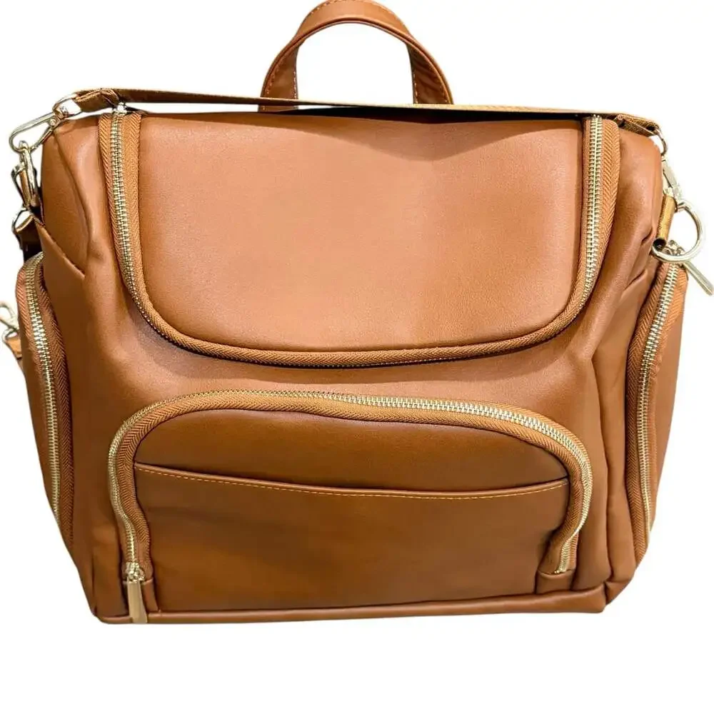 Beaulyn Leather Multifunctional Diaper Backpack